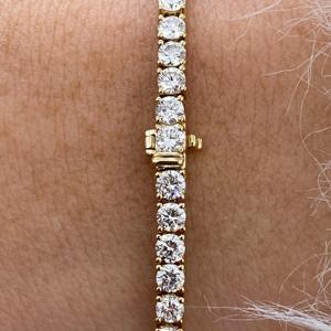 Exquisita Pulsera de Compromiso y Boda para Mujer, Chapada en Oro, con Diamante Cultivado en Laboratorio con Certificación IGI, VVS, Plata de Ley 925, Moderna y Elegante - Product Image 6