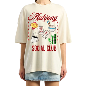 2025 Mahjong jeu long décontracté cou sweats pour femmes jeunes 100% coton Patchwork avant Logo printemps automne paillettes conception - Product Image 3