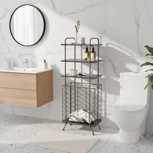 KPT68030 Bathroom Shelves with Iron Frame and Storage <b>Basket</b> Practical and Stylish - Product Image 5