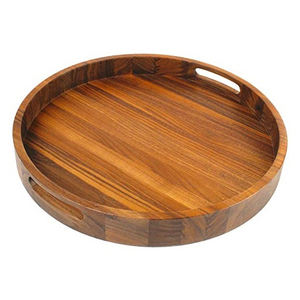 ถาดไม้ทรงกลมสีน้ำตาลสำหรับตกแต่งโรงนาถาดไม้ธรรมชาติแบบส่วนตัว - Product Image 3