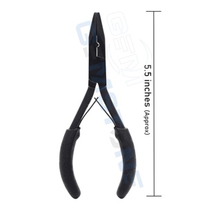 Pince à épiler et à ajuster les extensions de cheveux en acier inoxydable Micro Anneaux Nano Beads Extensions Tool Matt Black - Product Image 1
