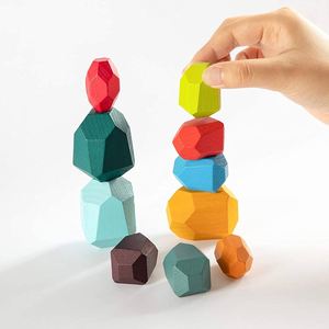 Jeu de blocs de construction en pierre de bois personnalisable de 10 pièces jouet de construction coloré pour empiler et construire pour les enfants - Product Image 1