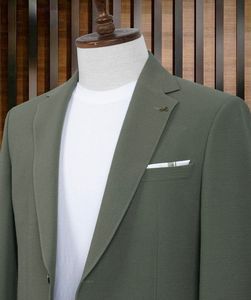 65% 35% โพลีเอสเตอร์สีเขียววิสคอสสำหรับผู้ชายสูทแนวสปอร์ตทรงสลิมฟิตลำลองทันสมัยเหมาะสำหรับใส่ในสำนักงานการเดินทางและสวมใส่ในชีวิตประจำวัน - Product Image 2