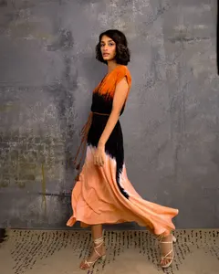 ชุดชายหาดมัดย้อมผ้าเรยอนหลากสีและมีสไตล์สำหรับผู้หญิงเดรสยาวแขนสั้นชุดเดรสชายหาดแต่งพู่ฤดูร้อนและชุดเดรสชายหาด - Product Image 3