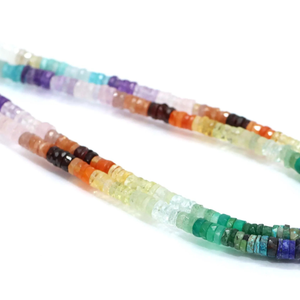 Cuentas Heishi de Cuarzo Arcoíris Multicolor de Alta Calidad, Forma Rondelle, 16 Pulgadas, 7mm-8mm, Cuentas de Piedras Preciosas Multifacéticas Arcoíris - Product Image 5