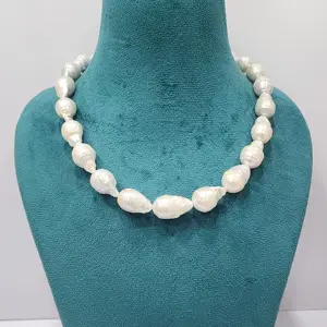 Excelente calidad, Perla Barroca moderna, diseñador hecho a mano, collar clásico único, joyería para mujer