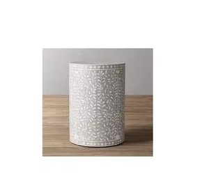 Tabourets de console incrustés d'os de forme ronde personnalisés Conception en bois mobile pour le confort Fait pour vous! - Product Image 3