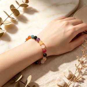 Hemasa Fashions <b>Gold</b> Tone Jade <b>Beaded</b> Bohemia <b>Bracelet</b> Natural Crystal Ball Bangle Adjustable Jewelry Gift for Women - Product Image 3