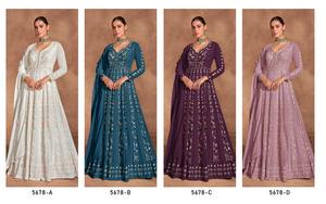 Trendmalls mujer pesado bordado Anarkali Kurta pantalón Salwar traje conjunto étnico indio y paquistaní ropa Chinon bordado - Product Image 6