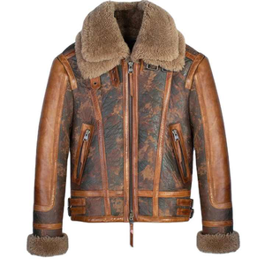 Chaqueta de Cuero para Hombre con Diseño Increíble, Estilo Vintage, Forro de Borrego Sintético, Cuello Alto, Ajustada, para Invierno - Product Image 6