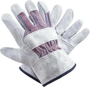 Guantes de trabajo de medio cuero resistente, piel de vaca de doble capa, forro de algodón, Palma de cuero, jardinería, guantes de jardín - Product Image 1