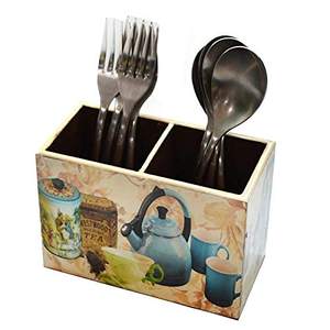 Portacucharas de Madera con Diseño Artístico Único para Decoración de Cocina, Portacucharas de Madera Maciza con Estampado para un Almacenamiento Elegante en la Cocina - Product Image 5