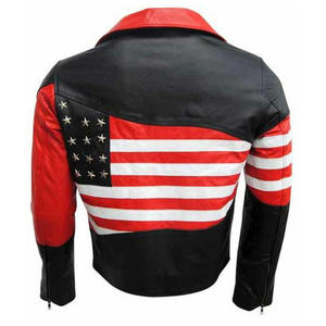 Veste en cuir véritable pur personnalisée de haute qualité Veste en cuir à fermeture éclair asymétrique à coutures fines pour hommes - Product Image 6