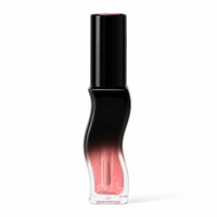 Tube de brillant à lèvres incurvé en S de luxe à marque privée, logo personnalisé, dégradé noir ombré, vente en gros, fournisseur de maquillage, faible MOQ