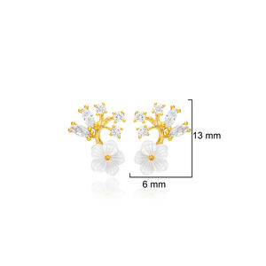 Dainty fleur Style boucles d'oreilles femmes à la mode en gros turc 925 bijoux en argent Sterling - Product Image 6