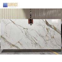 CALACATTA LUXURY Pierre de quartz imprimée en couleur intégrale, quartz artificiel blanc avec veines dorées