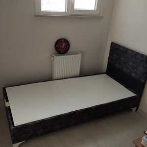 Modern European Single and Double <b>Bed</b> with Wipeable Fabric Storage Base <b>Pine</b> Wood Panel From Turkey - Product Image 3