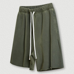 ขายส่งที่กําหนดเองขอบดิบที่ห้ากางเกงวอร์มเสื้อกั๊กว่างเปล่าล้างกีฬากางเกงขาสั้นผ้าฝ้ายชุดเสื้อแขนกุด - Product Image 5