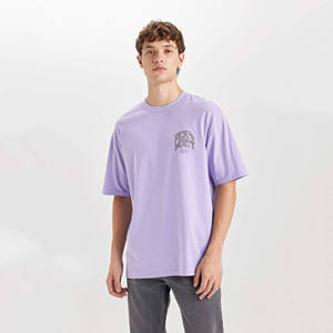 Vente flash T-shirt homme 100% coton de haute qualité personnalisé uni à motif gaufré à manches courtes - Product Image 1
