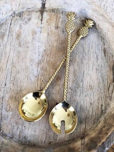 Ensemble de serveurs à salade en laiton moderne Poignée décorative Ustensiles de service de cuisine élégants pour la maison et le restaurant - Product Image 3