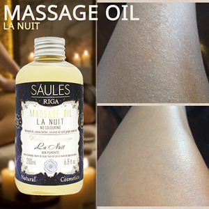 Huile de massage La Nuit 200ml, huile nourrissante pour le corps avec des huiles d'amande, de noix de coco et de pépins de raisin, beurre de cacao pour massage professionnel en spa, soin de la peau - Product Image 3