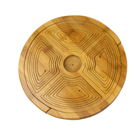 Panier pliant en bambou sculpté à 4 petites fleurs, multi-compartiments, pour fruits secs et noix, plateau portable, dessous de verre, pour mariage et fête