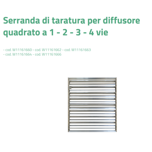 Difusor Cuadrado de 1-2-3-4 Vías Tecnosystemi con Compuerta de Calibración para Sistemas HVAC y Aires Acondicionados - Product Image 2