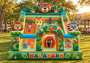Parque Infantil Inflable con Diseño de Animales de la Selva, Casa de Brinco de PVC con Tobogán, Fácil de Instalar, Equipo Comercial para Interiores y Exteriores - Product Image 2