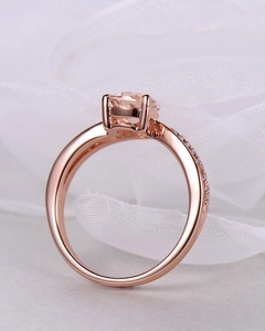 แหวนหมั้นเพชรแท้สีชมพูมอร์แกไนท์สุดสวยสำหรับ14kt แหวนทองชุบอย่างดี - Product Image 3