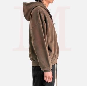 Sudadera con capucha de algodón 100% para hombre, estilo urbano, para invierno, con cremallera, color liso, personalizable con logotipo, venta al por mayor - Product Image 2