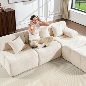 Modern Living Room <b>Sofas</b> Meroow MS3 45cm High Seat Bamboo-Style Modular Sectional <b>Sofa</b> L-Shape Floating Design Chenille Couch - Product Image 1