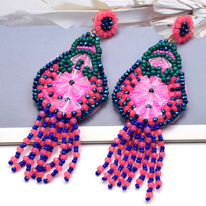 Bijoux fantaisie bohème perlé déclaration boucles d'oreilles goutte femmes Vintage ethnique à la main gland bohème boucles d'oreilles bijoux - Product Image 2