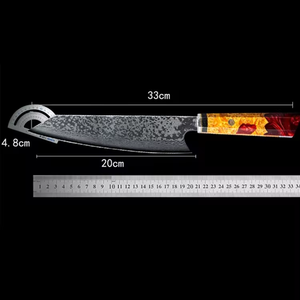 Couteau de chef ambidextre fait main de haute qualité, personnalisable en gros, couteaux de cuisine en acier Damas à haute teneur en carbone, lavable au lave-vaisselle, OEM - Product Image 2