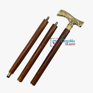 Bastón de Madera Marrón Moderno de Alta Calidad al por Mayor, Mango Plano Pulido de Latón, Artículo de Regalo Lujoso para Hombres y Mujeres Mayores - Product Image 2