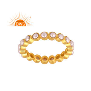 Último diseño hecho a mano 18K chapado en oro perla natural eternidad anillo Demi joyería fina para mujer regalo para ella - Product Image 1