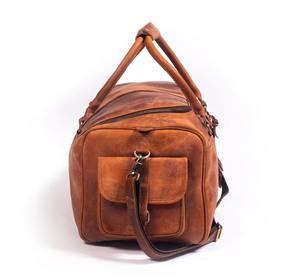 กระเป๋าหนังแท้สำหรับผู้ชายสไตล์วินเทจทำด้วยมือเดินทางข้ามคืนด้วยลวดลายลูกอม - Product Image 3