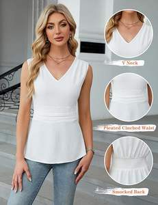 Femmes 2025 été tricoté col en V débardeurs boutonné sans manches gilet habillé Blouses décontractées pour les tenues d'affaires - Product Image 3