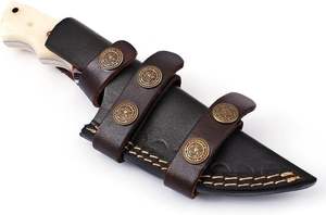 Couteau à lame fixe Damas Full Tang fait à la main Fourreau en cuir supporté OEM Style Cowboy pour la chasse et le camping Utilisation en extérieur - Product Image 5