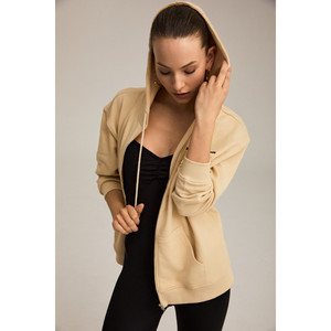 Urban Beat KESSI Women's Oversize Organic Cotton Metal <b>Zipped</b> <b>Hooded</b> Sweatshirt - Product Image 1