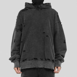 เสื้อฮู้ดดี้ผ้าคอตตอนผสมคุณภาพเยี่ยม ราคาขายส่ง รุ่นยอดนิยม สีและขนาดสั่งทำได้ แบบดิสเทรส - Product Image 3