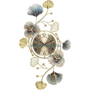 Horloge murale décorative moderne faite à la main en forme de feuille métallique Qualité supérieure Unique New Look Pattern Wall Hanging Clock Sales - Product Image 4