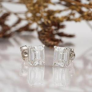 Pendientes de Diamantes Cultivados en Laboratorio con Corte Esmeralda, Certificados por IGI, con Cierre de Rosca de Oro de 14k, Estilo Vintage, para Regalo al Mejor Precio - Product Image 4