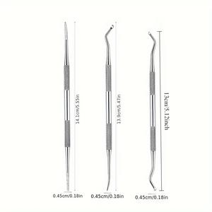 3 pièces Lime à ongles multifonctionnelle en acier inoxydable, outil de pédicure et de soin des pieds, double tête à rainures pour salon de manucure et spa - Product Image 2