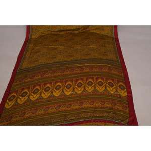 Indian Vintage Art <b>Silk</b> Scrap Recycled Bohemian <b>Fabric</b> Cycled Saree Women's Sewing Quilts Patchwork Crafts Autumn Decor 5 Yards - Product Image 3