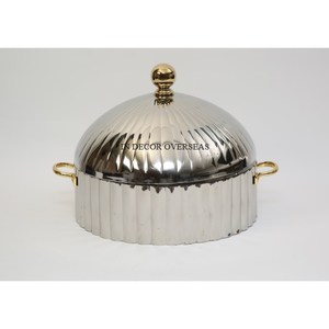 Nouvellement Arrivée Heavy Duty Métal Argent Finition Brillant Poli Unique Fantaisie Designer Forme Ronde Casserole Ustensiles De Cuisine Accessoires - Product Image 4