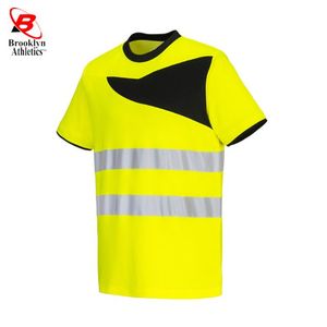 เสื้อยืดแขนสั้นสำหรับผู้ชายผ้าคอตตอนโพลีเอสเตอร์กันน้ำสีส้มสีกรมท่า100% โลโก้ปรับแต่งได้ชัดเจน - Product Image 6