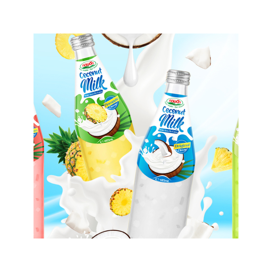 NAWON Brand Good Price Wholesale Coconut Milk Drink with Nata de Coco - Yummy Drink Low Sugar 485ML