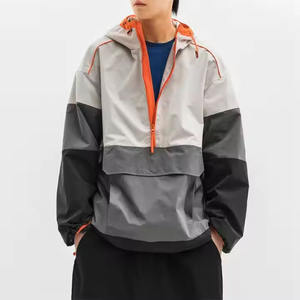 Chaqueta de exterior de talla grande para hombre, informal, transpirable, personalizada, impermeable, cortavientos, anorak, con cierre de cremallera para correr - Product Image 4