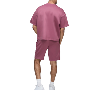 Conjunto corto de 100% de algodón para hombre, camiseta y pantalones cortos, conjunto de pantalones cortos de verano, Camiseta corta de manga corta para hombre, conjunto corto personalizado para correr - Product Image 2