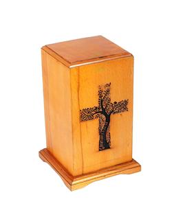 Urnes de crémation en bois de palissandre pour cendres humaines Adulte-Mémorial funéraire artisanal (Croix de l'arbre de vie 250 pouces cubes) - Product Image 5